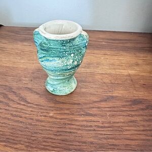 Green and White Swirled Vase